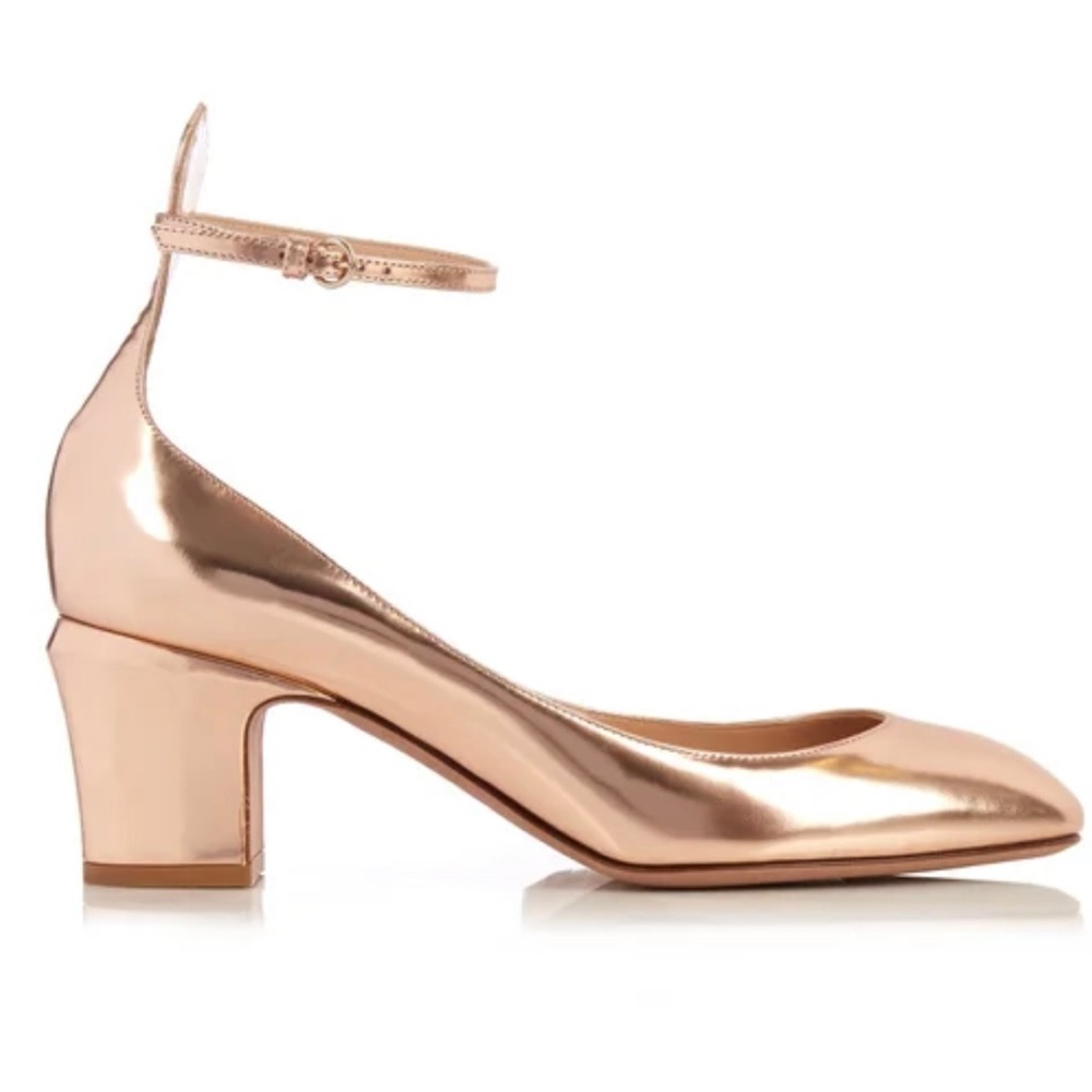 Valentino Tango ankle strap metallic leather pump size 39